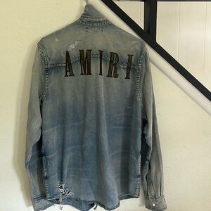 Worn just four times Authentic AMIRI Button Distressed Denim shirt. Size Medium